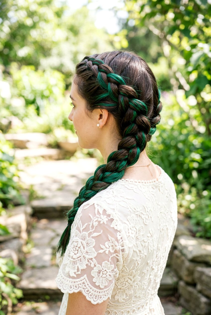 Emerald Peekaboo Braided Hair - 20 emerald peekaboo under hair - 20 emerald peekaboo under hair