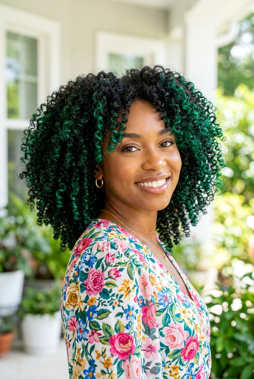 Emerald Peekaboo Curly Hair - 20 emerald peekaboo under hair - 20 emerald peekaboo under hair