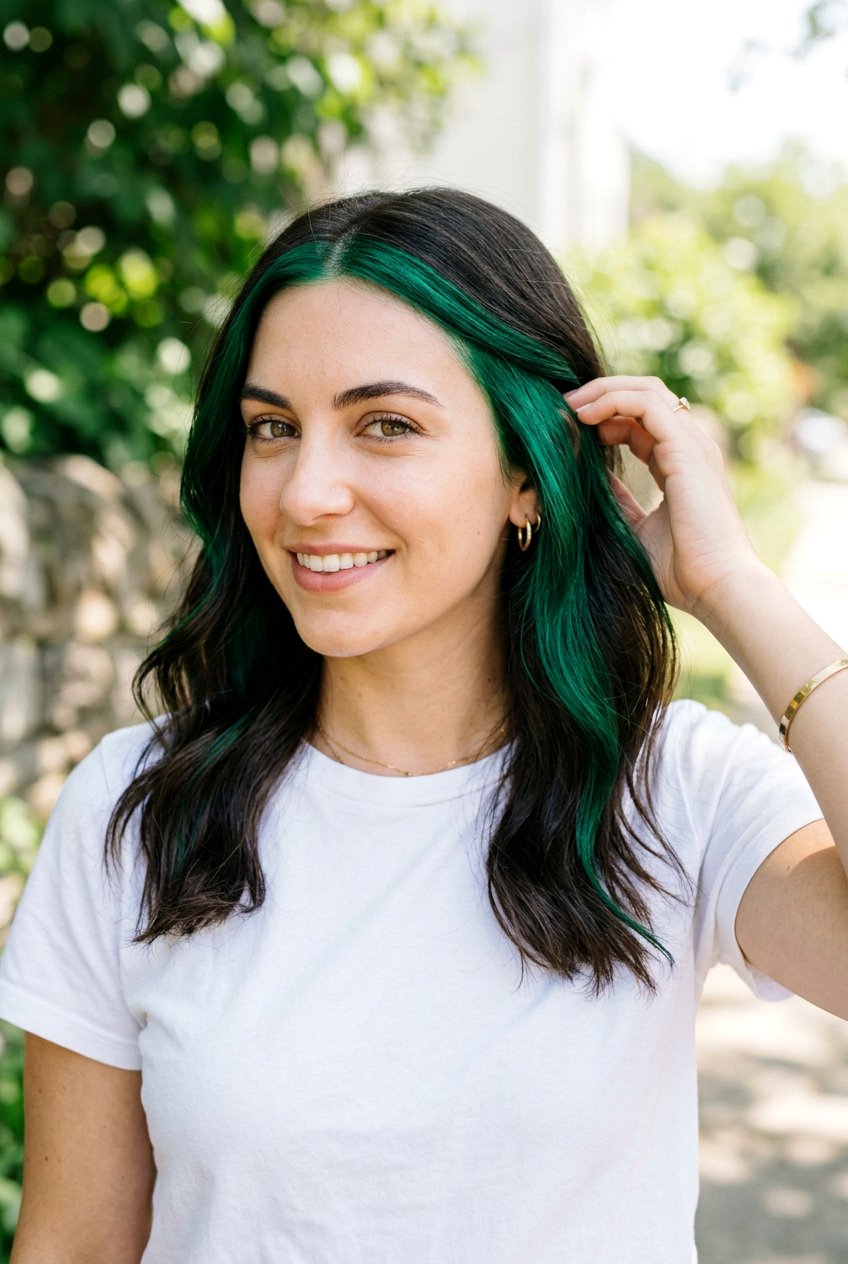 Emerald Peekaboo Hair Money Piece - 20 emerald peekaboo hair - 20 emerald peekaboo hair