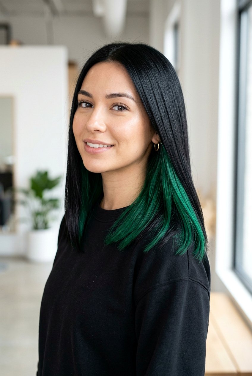 20 Stunning Emerald Peekaboo Hair Ideas for a Bold Look