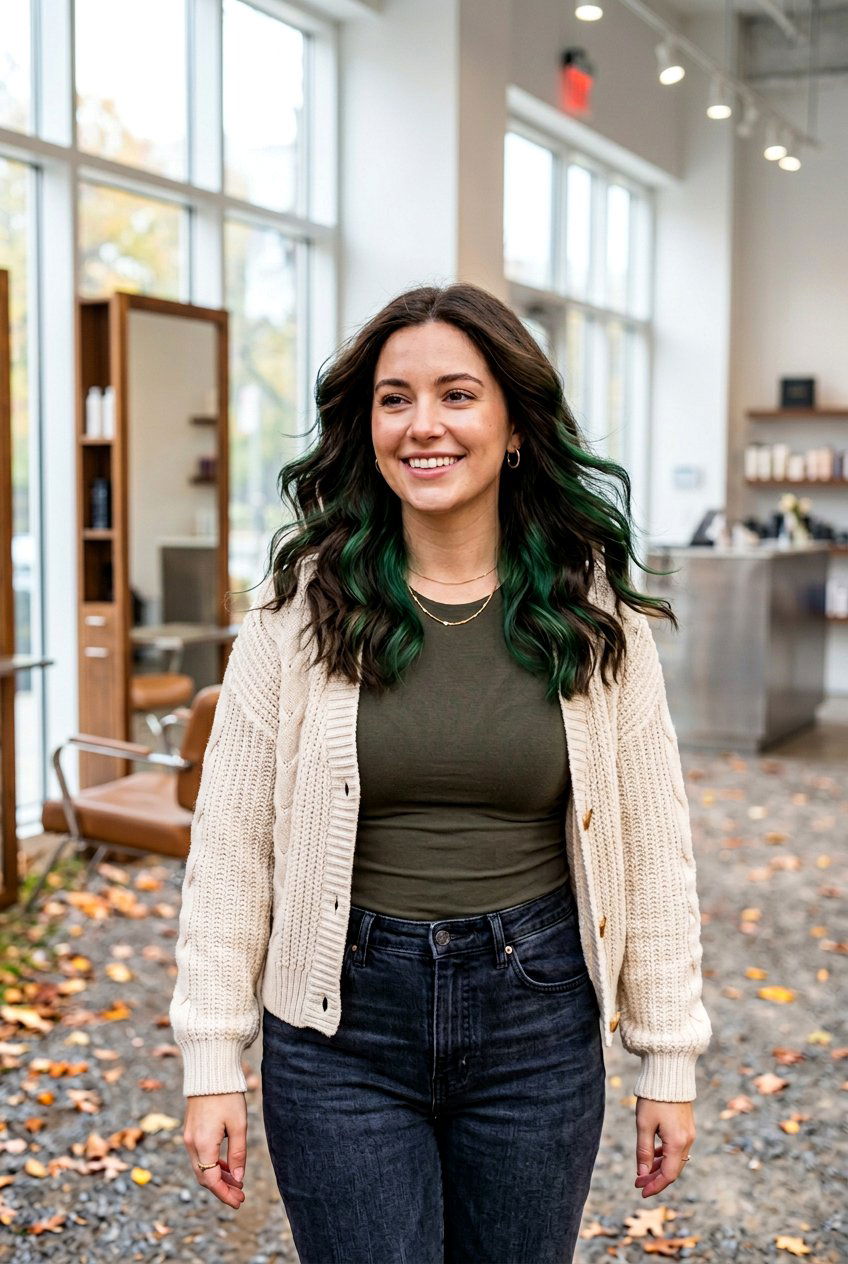 Emerald Peekaboo Hair On Dark Brown Hair - 20 emerald peekaboo hair - 20 emerald peekaboo hair