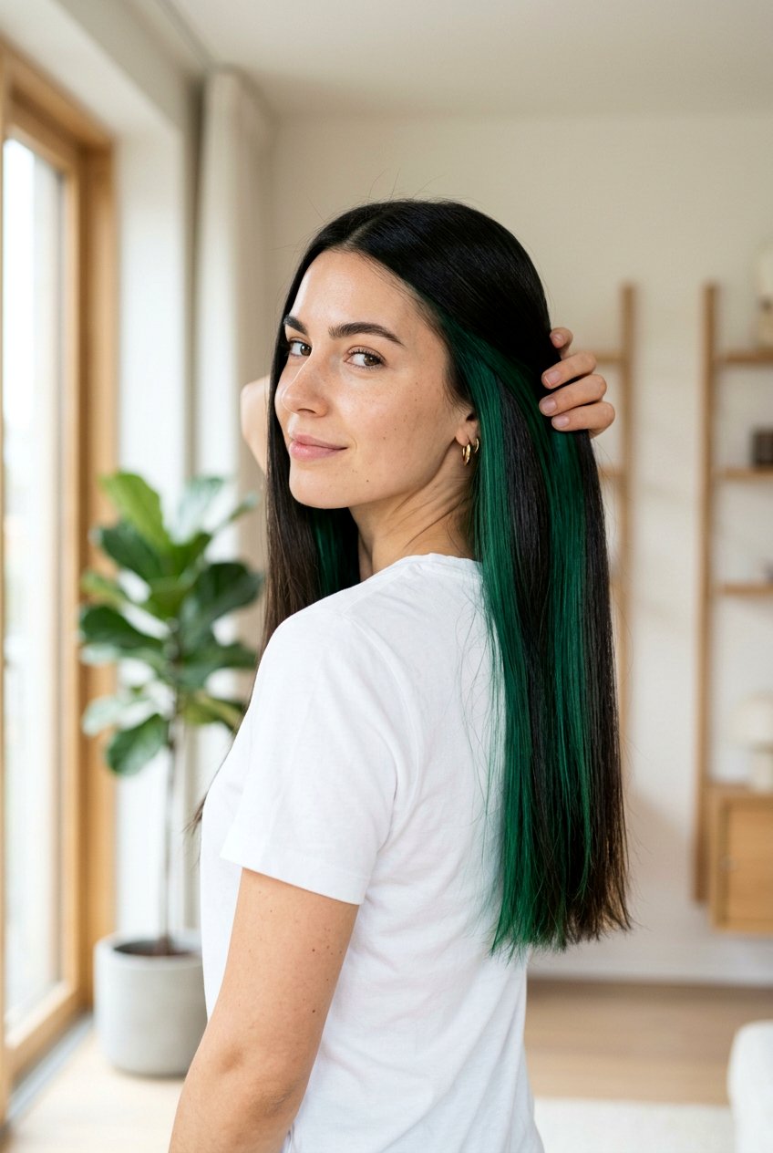 Emerald Peekaboo Hair On Straight Hair - 20 emerald peekaboo hair - 20 emerald peekaboo hair