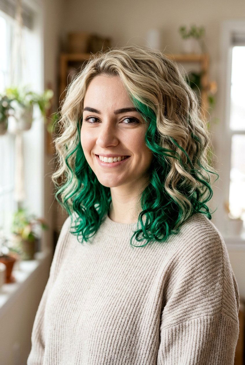 Emerald Peekaboo Hair With Blonde On Top - 20 emerald peekaboo hair - 20 emerald peekaboo hair