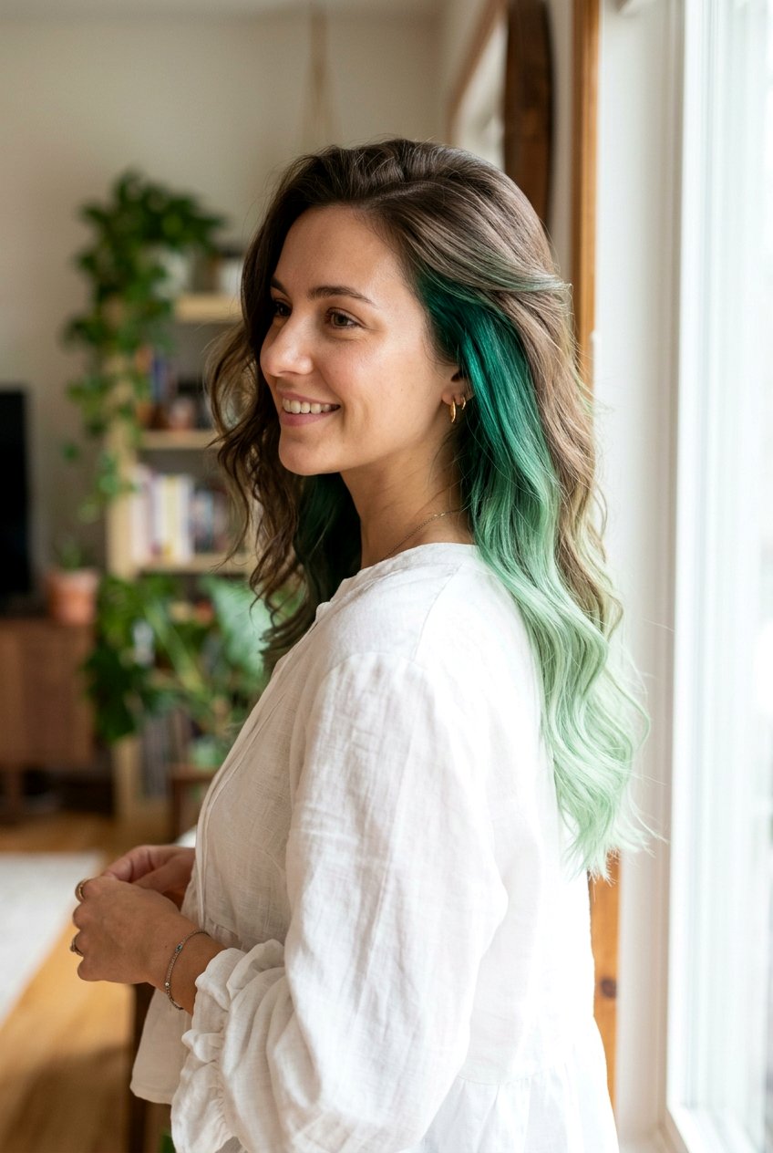 Emerald Peekaboo Hair With Pastel Emerald - 20 emerald peekaboo hair - 20 emerald peekaboo hair