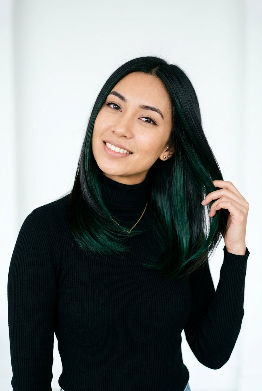 Emerald Peekaboo On Black Hair - 20 emerald peekaboo under hair - 20 emerald peekaboo under hair