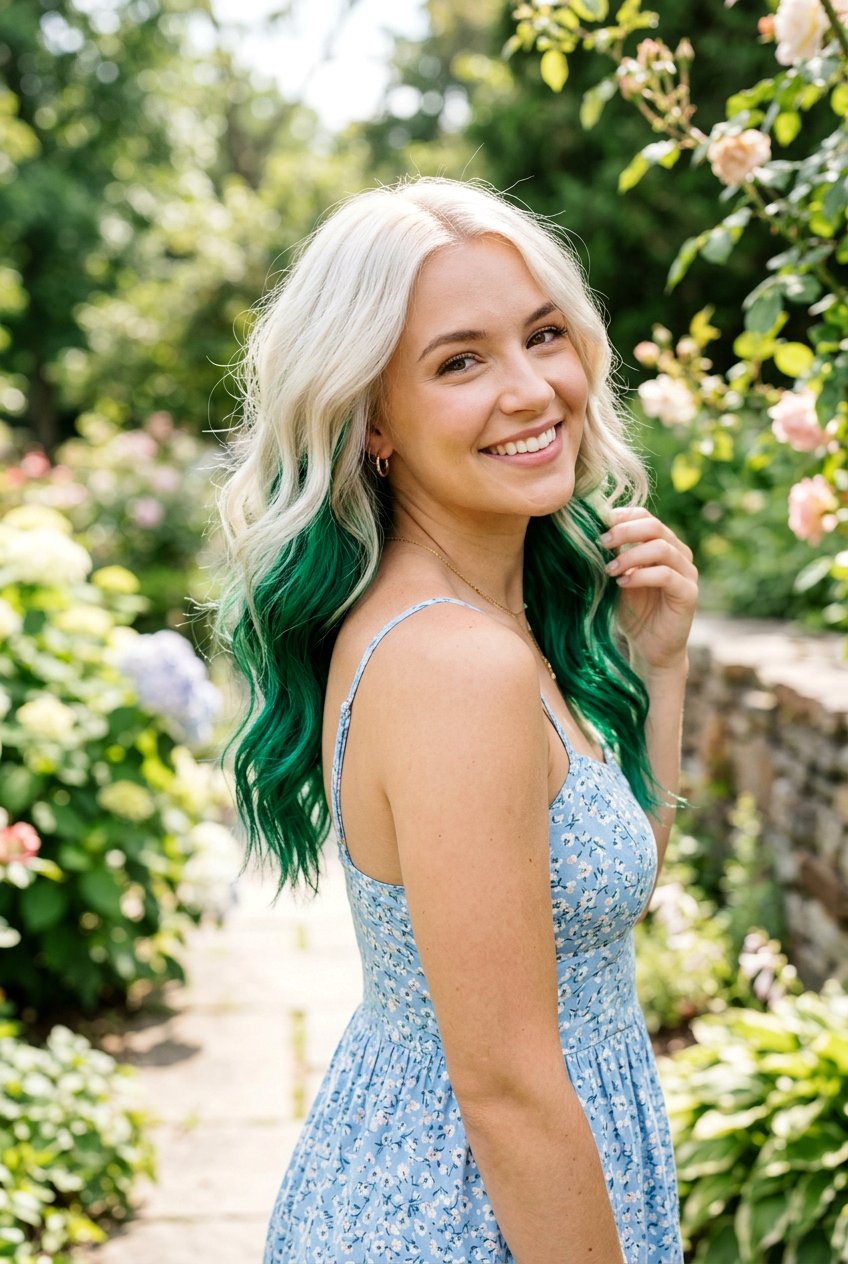 Emerald Peekaboo On Blonde Hair - 20 emerald peekaboo under hair - 20 emerald peekaboo under hair