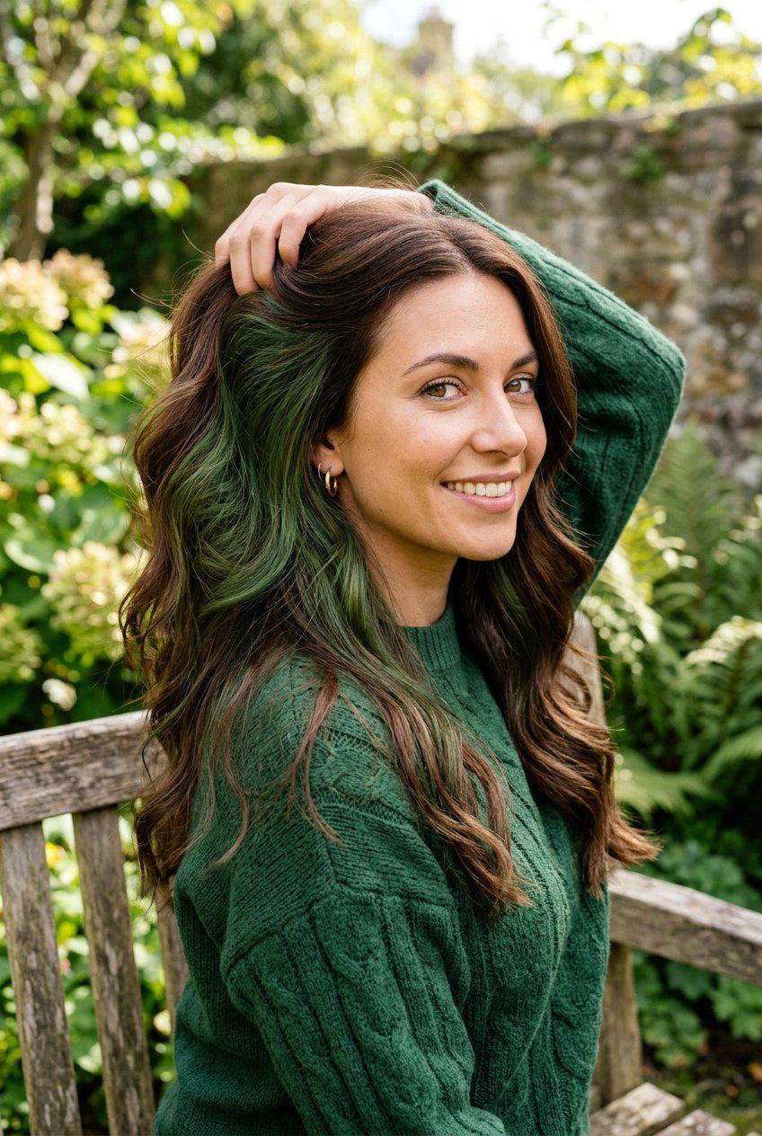 Emerald Peekaboo On Brown Hair - 20 emerald peekaboo under hair - 20 emerald peekaboo under hair