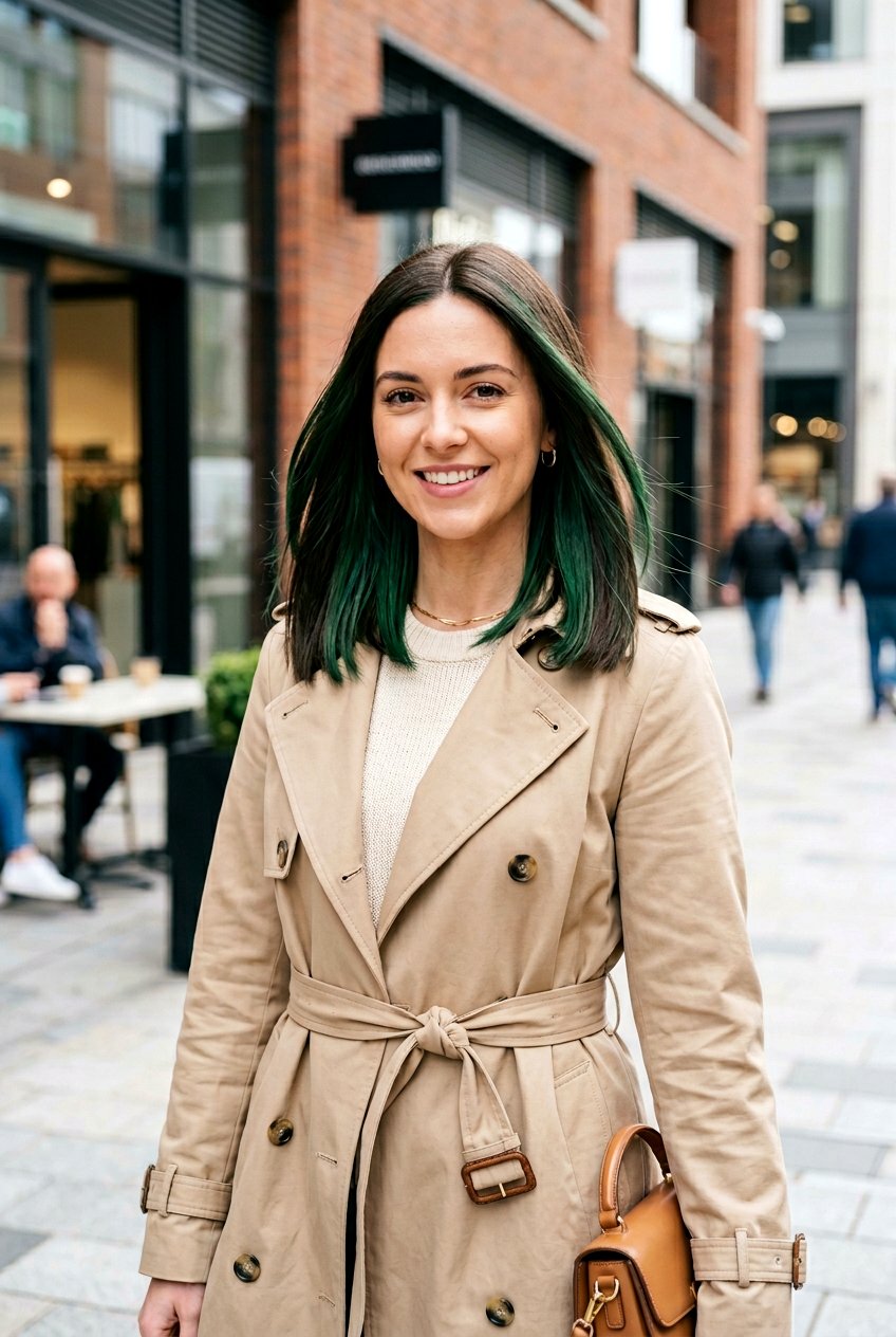 Emerald Peekaboo Shoulder Length Hair - 20 emerald peekaboo under hair - 20 emerald peekaboo under hair