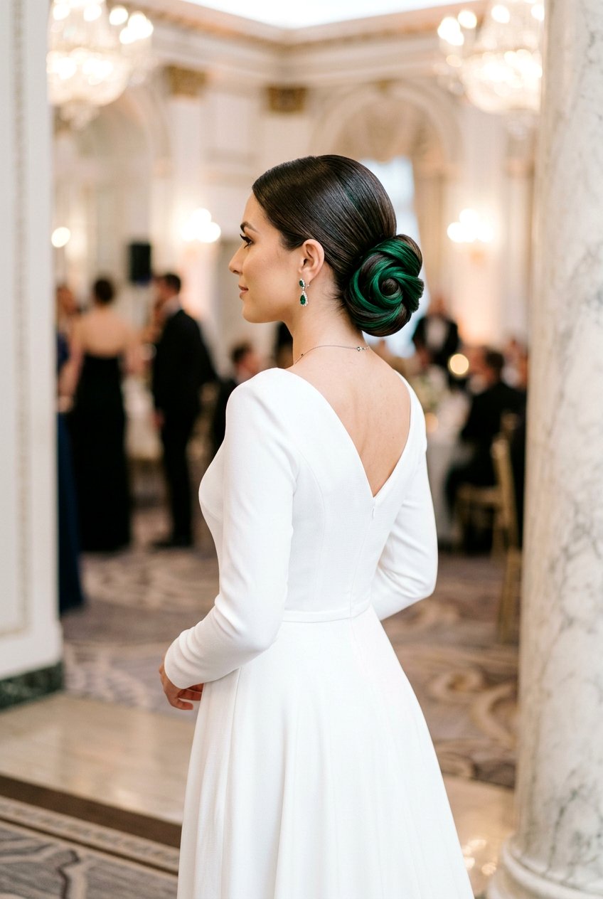 Emerald Peekaboo Sleek Bun - 20 emerald peekaboo under hair - 20 emerald peekaboo under hair