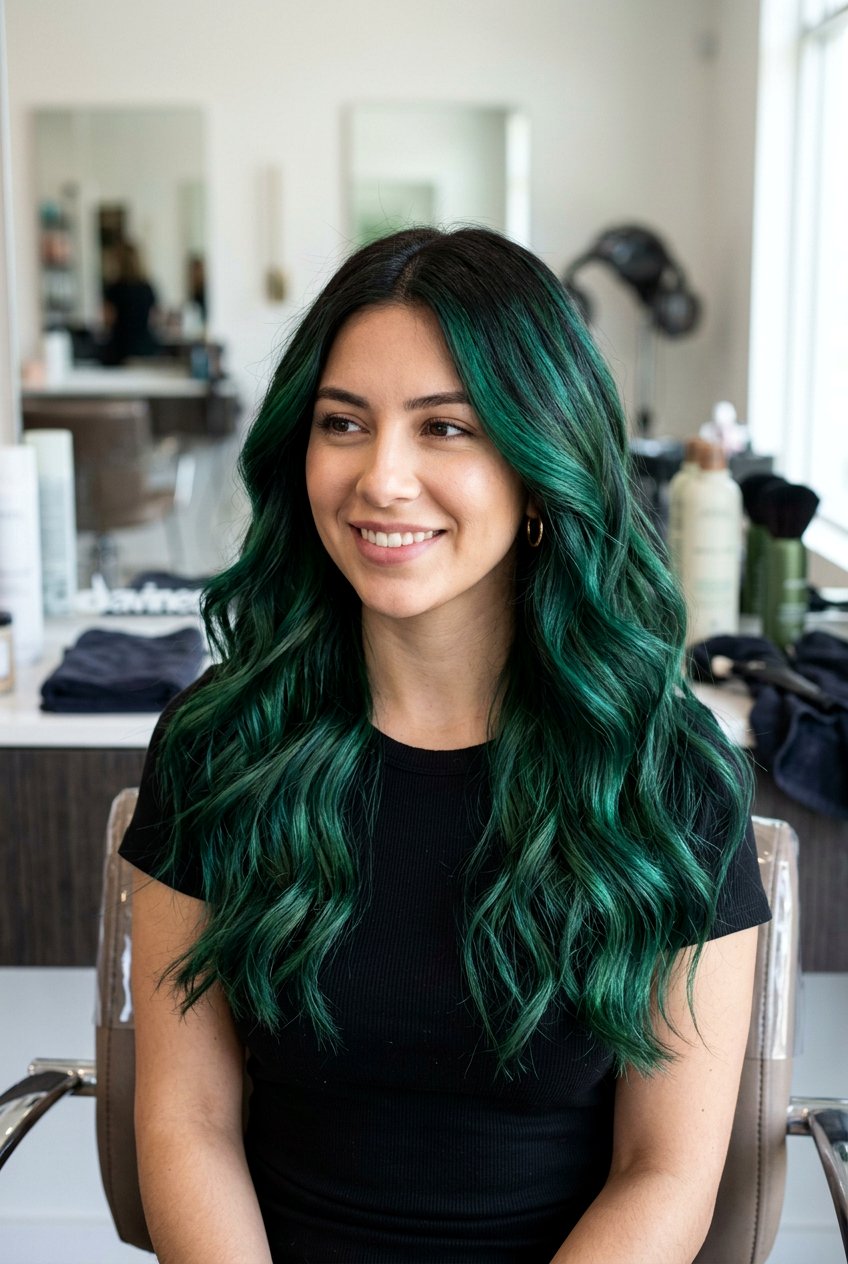 Emerald green balayage - 20 emerald green hair color - 20 emerald green hair color