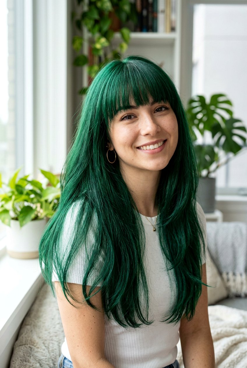 Emerald green hair with bangs - 20 emerald green hair color - 20 emerald green hair color