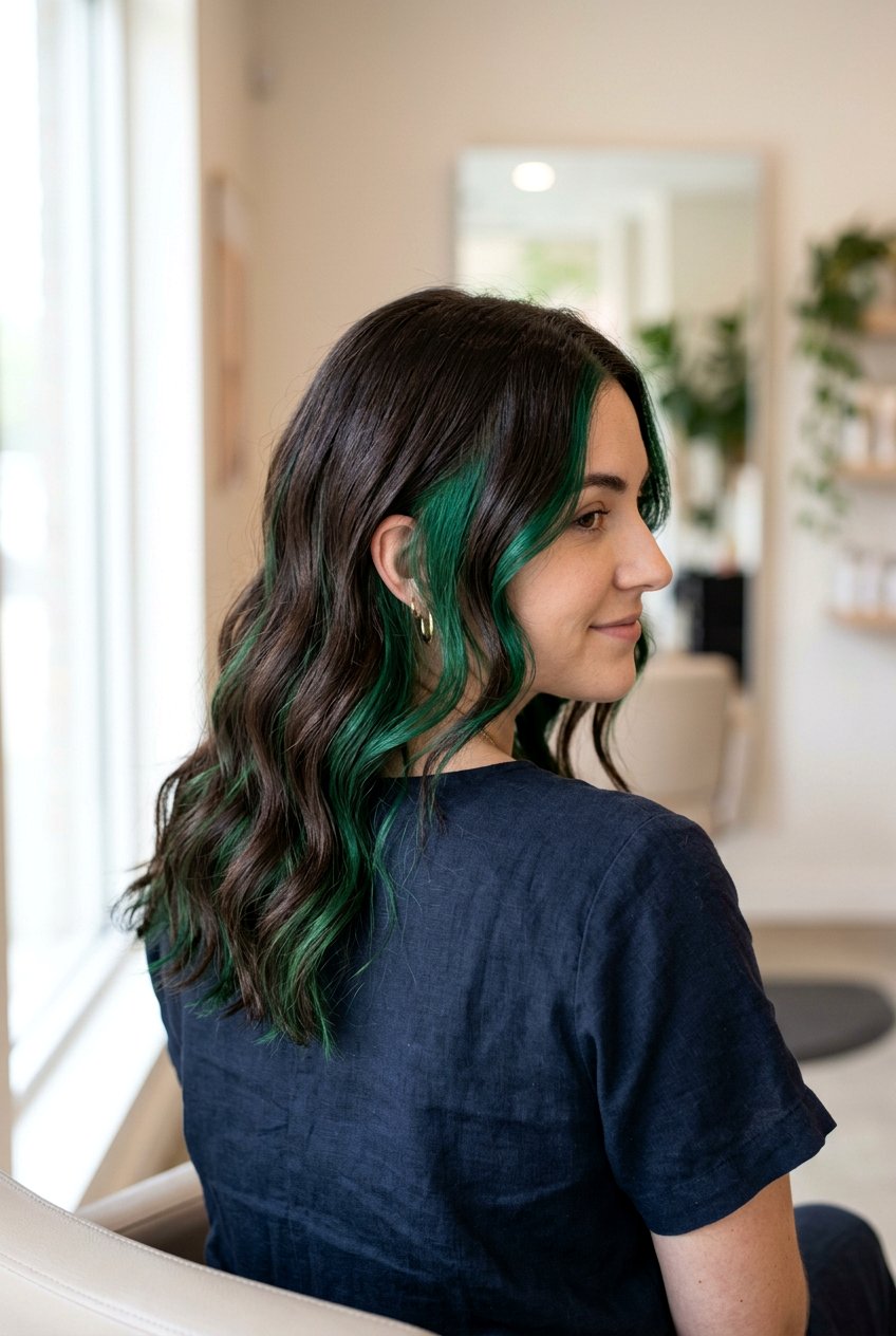 Emerald green peekaboo hair - 20 emerald green hair color - 20 emerald green hair color