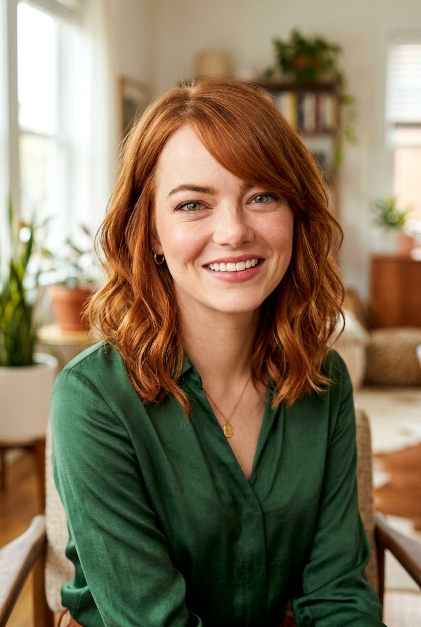 Emma Stone Copper Lob - 20 celebrity inspired lob haircut - 20 celebrity inspired lob haircut