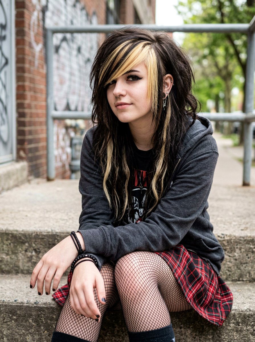 Emo Hair With Chunky Highlights - 20 emo haircut ideas for girls - 20 emo haircut ideas for girls