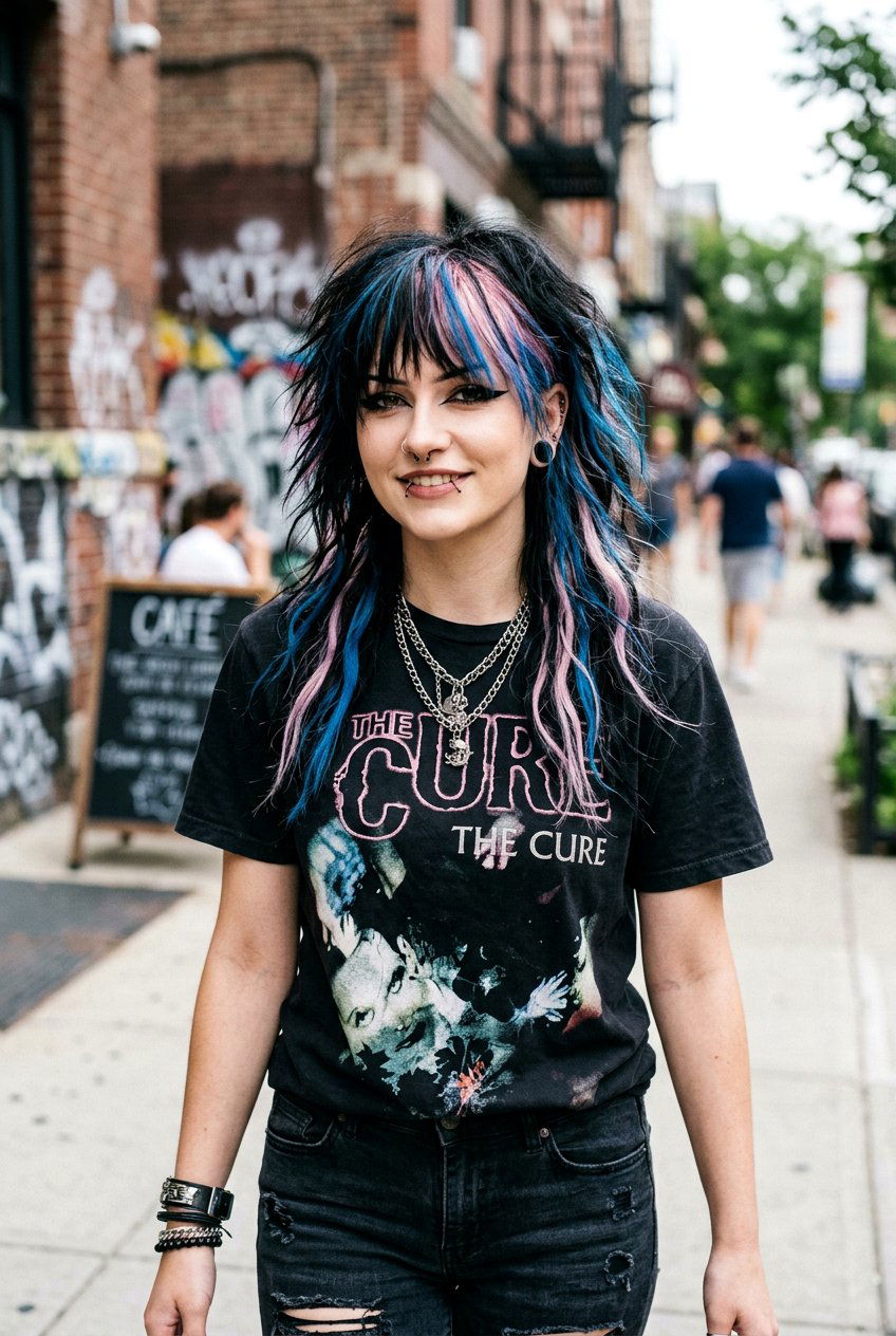 Emo Shag With Bold Highlights - 20 emo shag haircut women - 20 emo shag haircut women