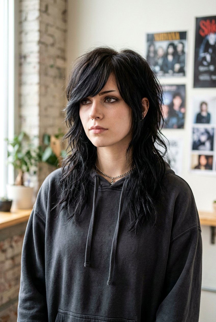 Emo Wolf Cut With Side Bangs - 20 emo wolf cut for straight hair - 20 emo wolf cut for straight hair