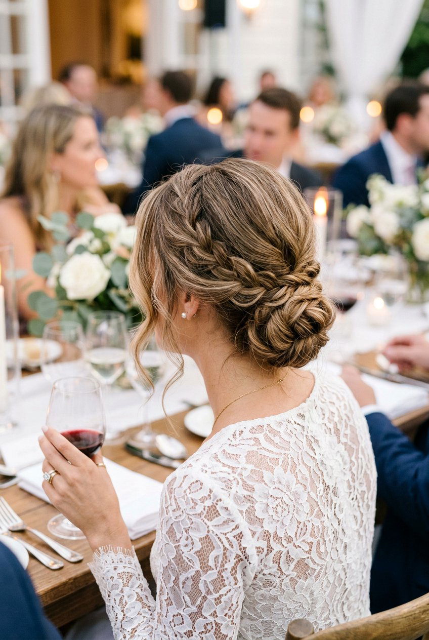 Engagement Dinner Low Braided Bun - 20 engagement dinner hairstyles - 20 engagement dinner hairstyles