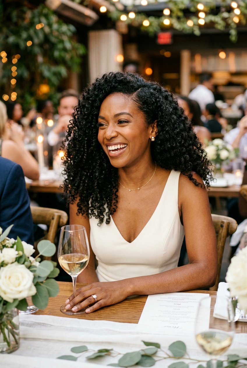 Engagement Dinner Natural Curls Down Hairstyle - 20 engagement dinner hairstyles - 20 engagement dinner hairstyles
