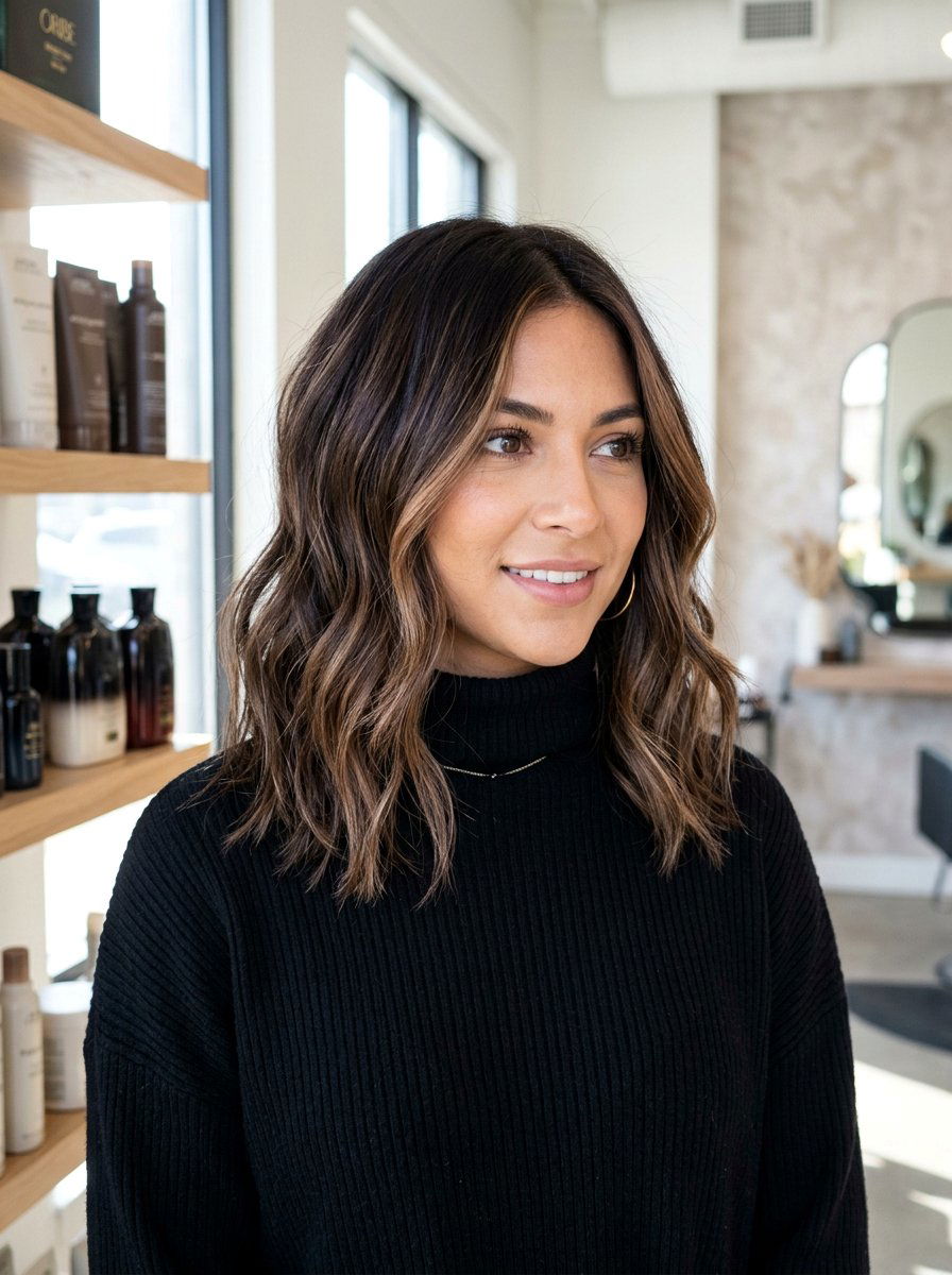 Espresso Balayage Lob - 20 winter espresso balayage hair - 20 winter espresso balayage hair