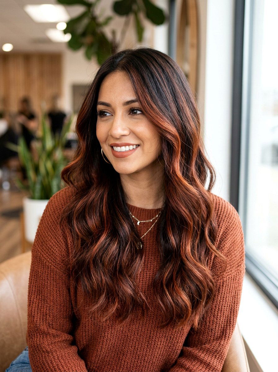 Espresso Balayage With Copper Tones - 20 winter espresso balayage hair - 20 winter espresso balayage hair