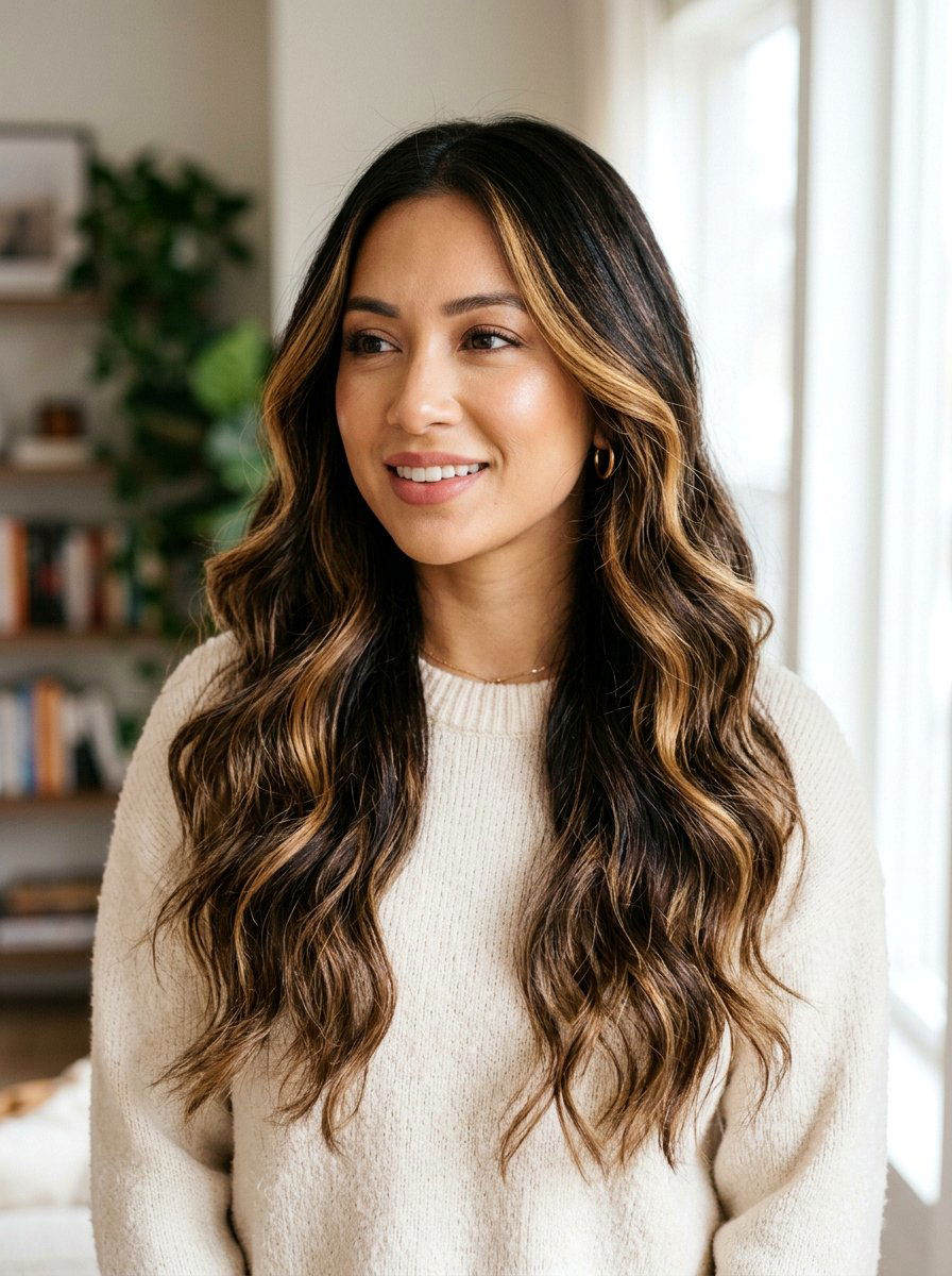 Espresso Balayage With Honey Highlights - 20 winter espresso balayage hair - 20 winter espresso balayage hair