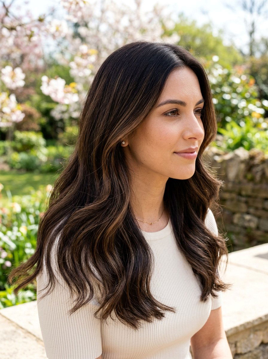 Espresso Balayage With Subtle Highlights - 20 spring balayage for brunettes - 20 spring balayage for brunettes