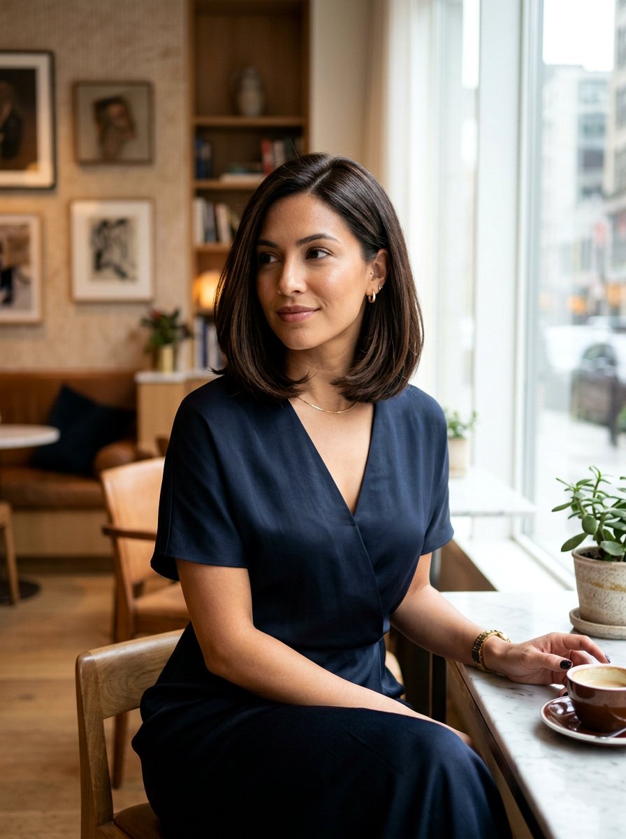 Espresso Bob With Subtle Lowlights - 20 dimensional bob hair color ideas - 20 dimensional bob hair color ideas