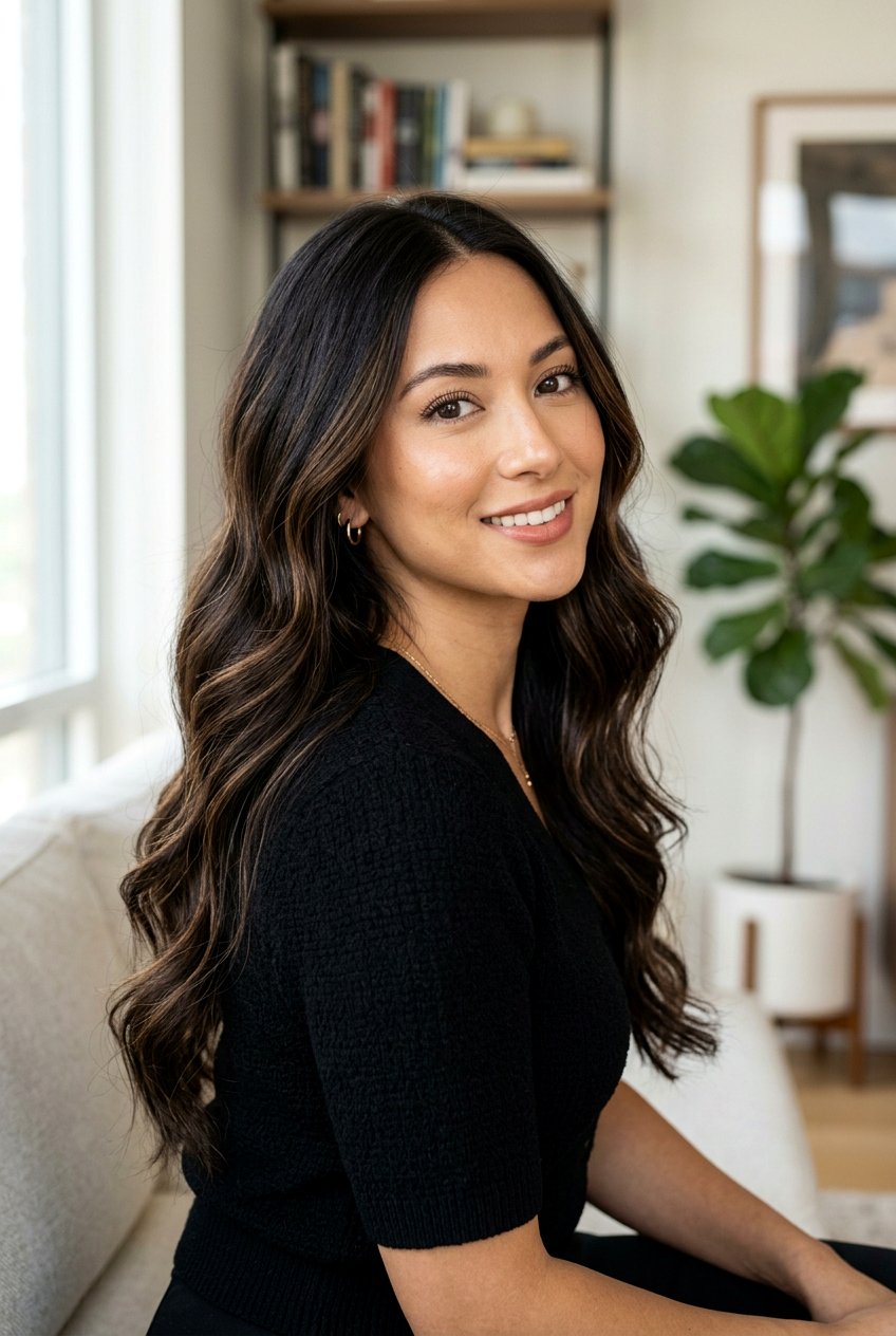 Espresso Brown Black Hair With Subtle Highlights - 20 dimensional brown black hair - 20 dimensional brown black hair