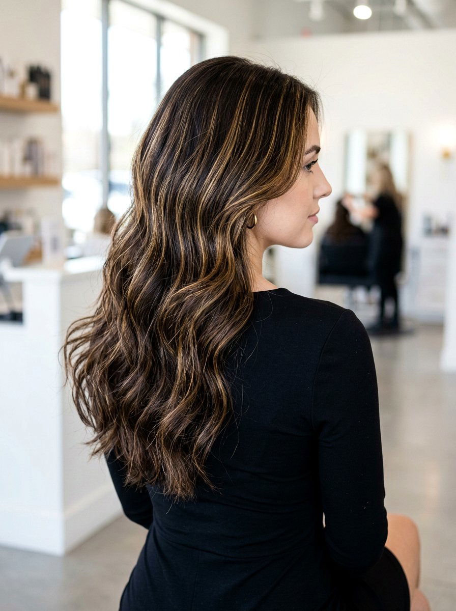 Espresso Brown Hair With Golden Babylights - 20 warm brunette with golden babylights - 20 warm brunette with golden babylights