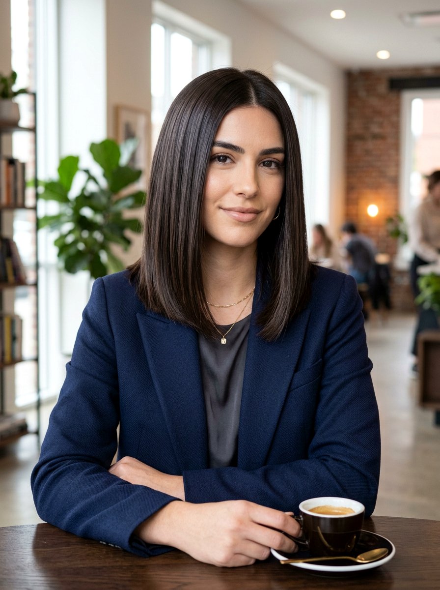 Espresso Brown Shoulder Length Lob - 20 shoulder length hair color ideas - 20 shoulder length hair color ideas