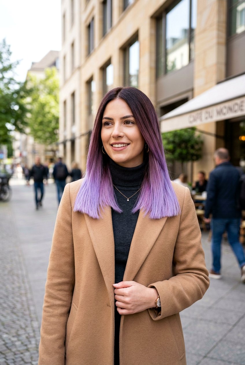 Espresso Brown To Mauve Melt - 20 mauve balayage on brunette hair - 20 mauve balayage on brunette hair