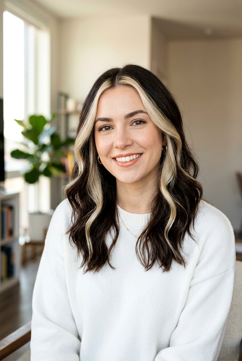 Espresso Brown With Blonde Money Piece - 20 cool espresso brown hair color - 20 cool espresso brown hair color