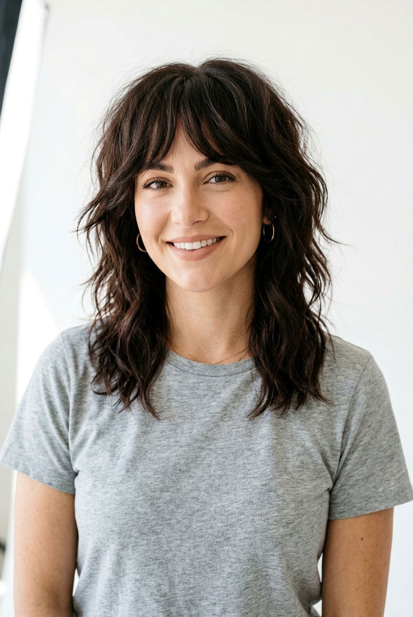 Espresso Brunette Shag Haircut - 20 glossy espresso brunette - 20 glossy espresso brunette