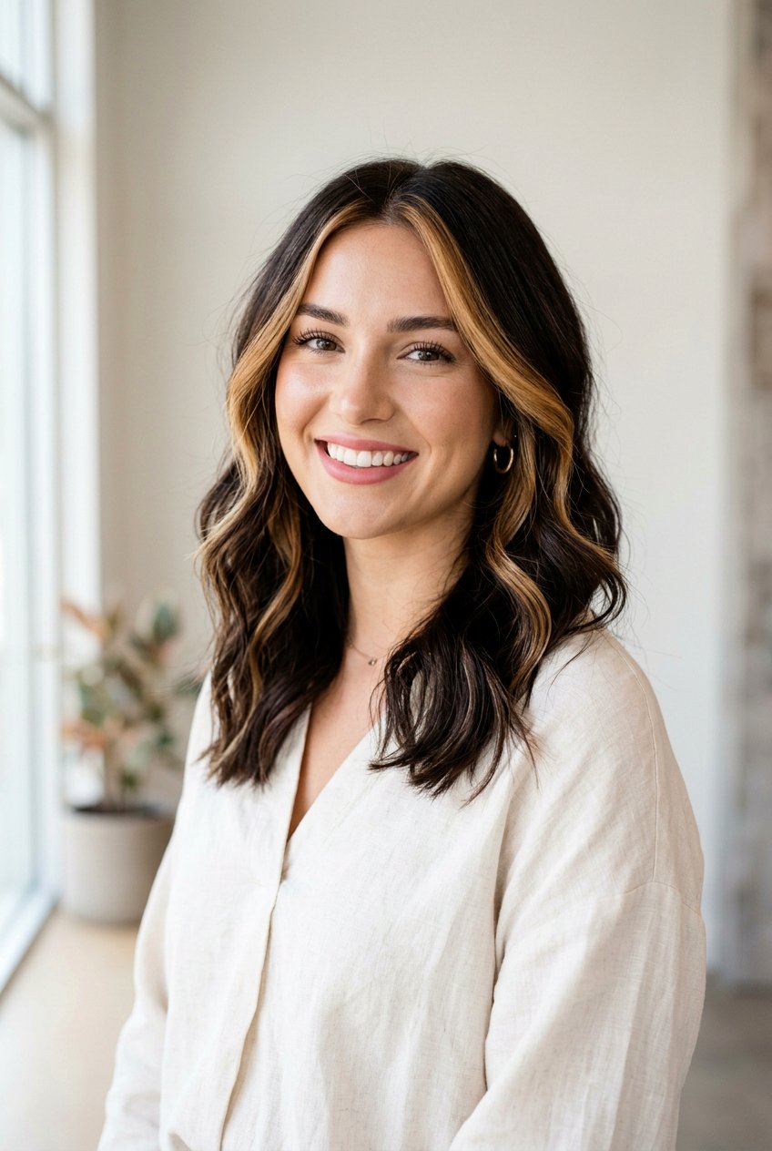 Espresso Brunette With Face Framing Highlights - 20 glossy espresso brunette - 20 glossy espresso brunette