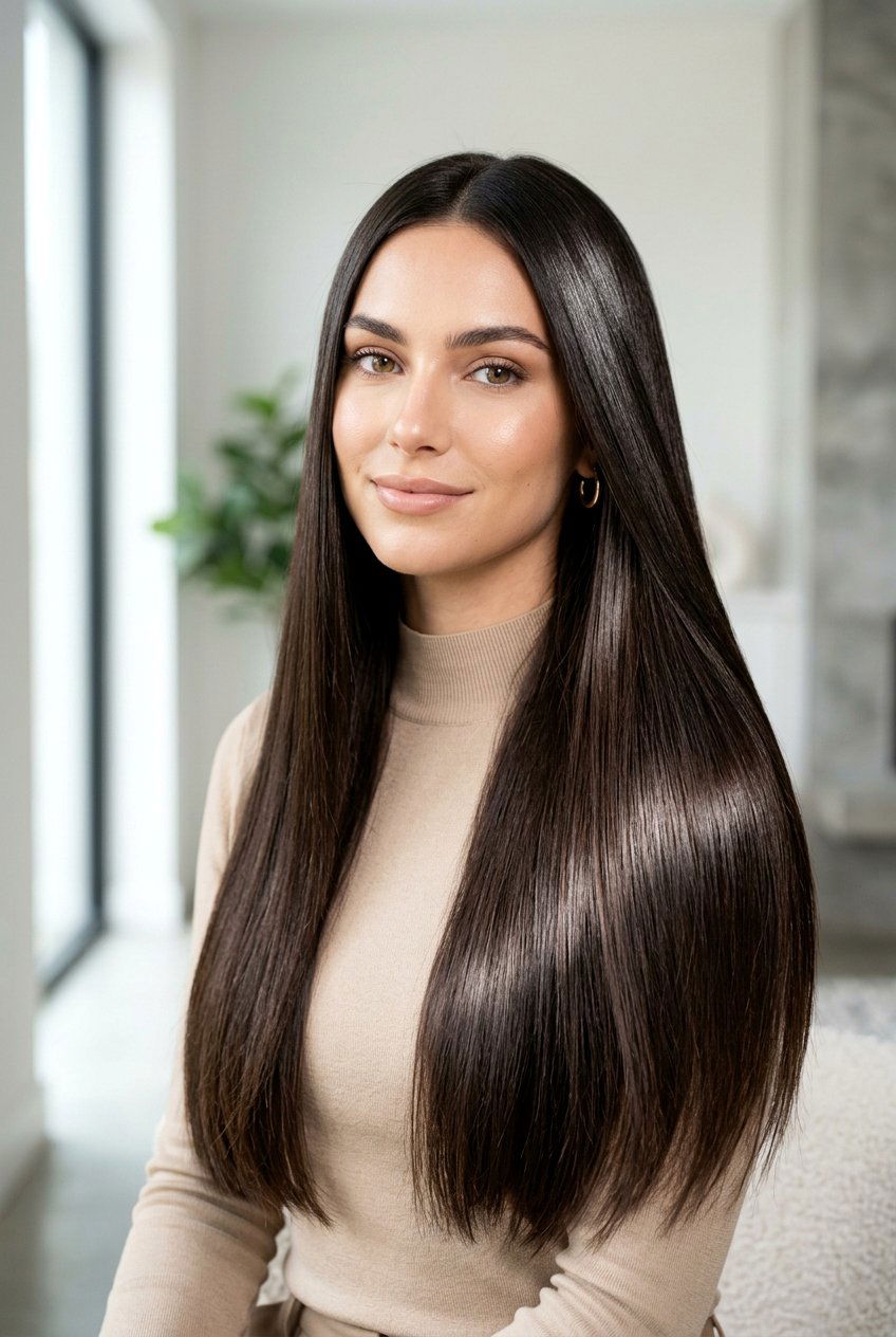 Espresso Brunette with Glass Hair Finish - 20 dark roast brunette hair - 20 dark roast brunette hair