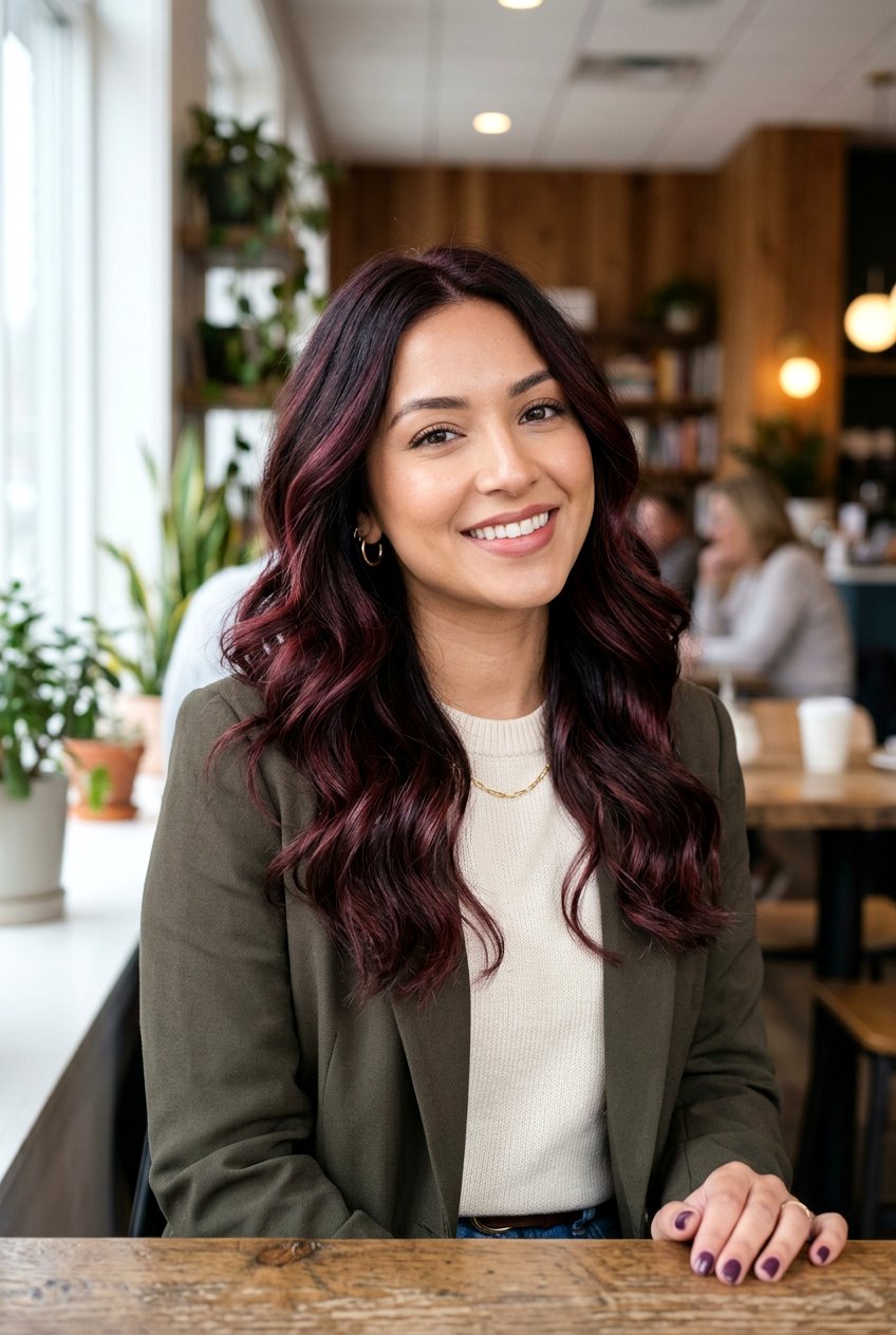 Espresso Hair with Burgundy Highlights - 20 dark hair with burgundy highlights - 20 dark hair with burgundy highlights