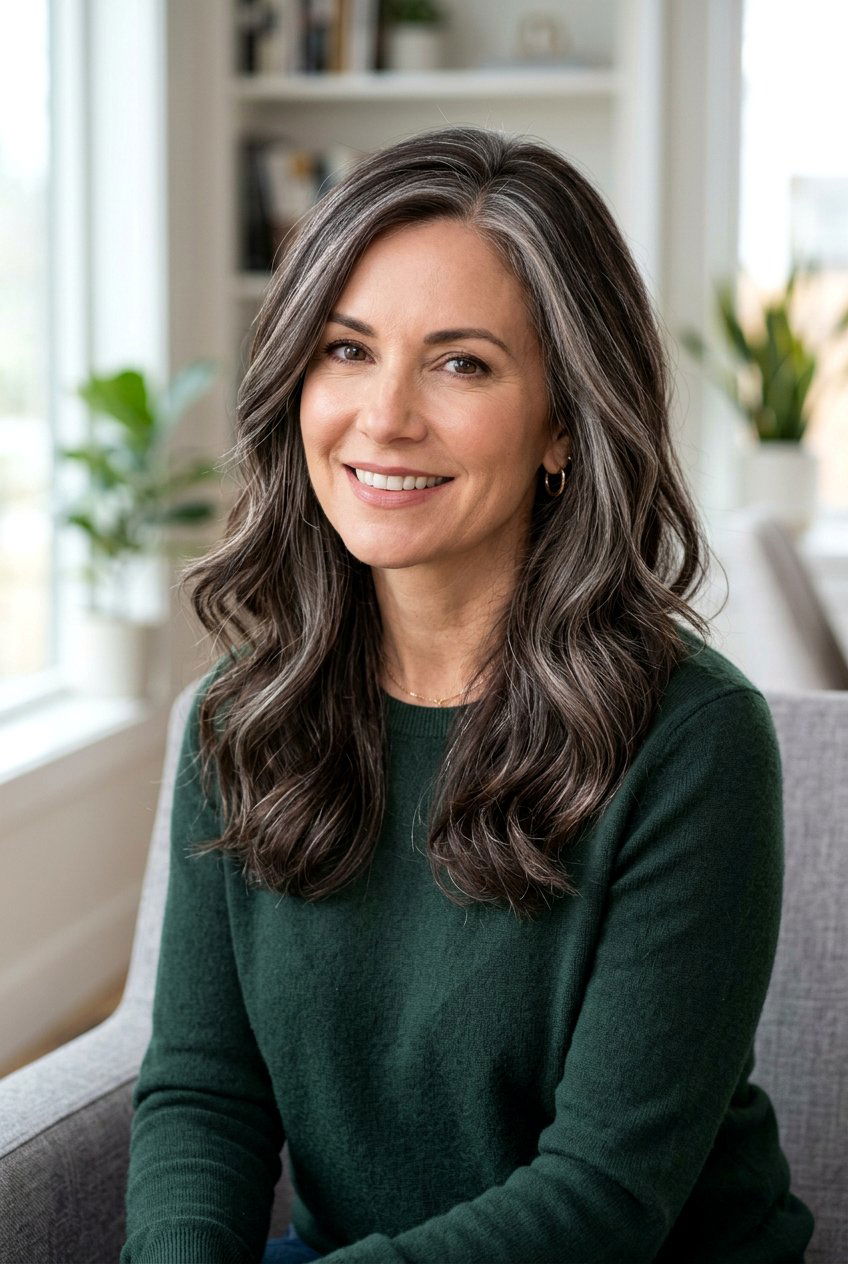 Espresso Highlights With Ash Tones For Gray Blending - 20 gray blending highlights for brunettes - 20 gray blending highlights for brunettes