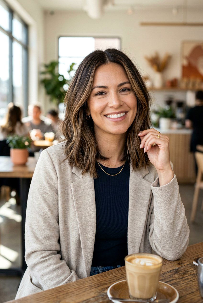 Espresso Martini Lob with Dimensional Color - 20 espresso martini brunette hair - 20 espresso martini brunette hair