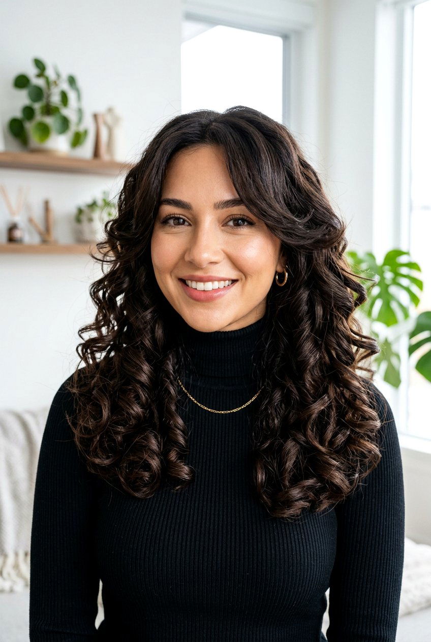 Espresso Ribbon Curls With Face Framing Layers - 20 brunette ribbons for long layered hair - 20 brunette ribbons for long layered hair