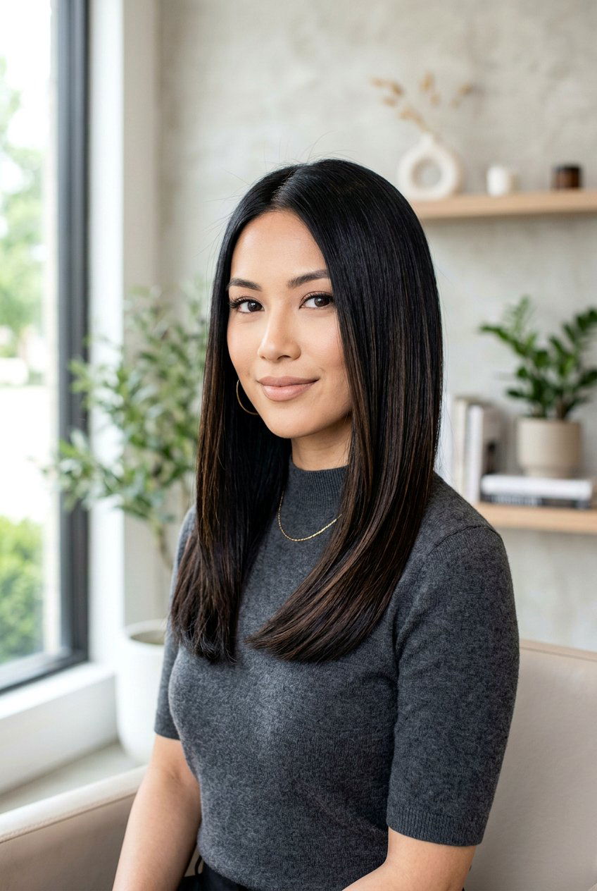 Espresso Ribbon Highlights On Black Hair - 20 espresso ribbon highlights - 20 espresso ribbon highlights