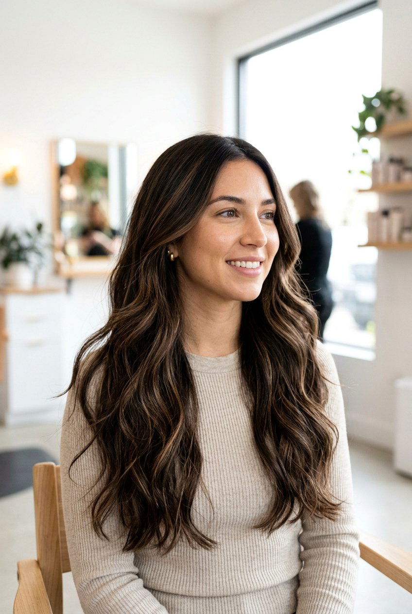 Espresso Ribbon Highlights On Dark Brown Hair - 20 espresso ribbon highlights - 20 espresso ribbon highlights