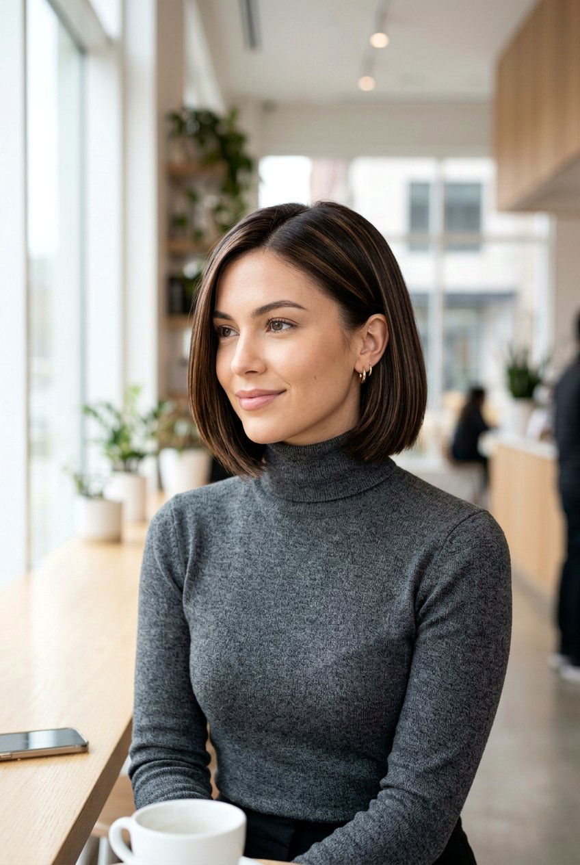 Espresso Ribbon Highlights On Short Hair - 20 espresso ribbon highlights - 20 espresso ribbon highlights