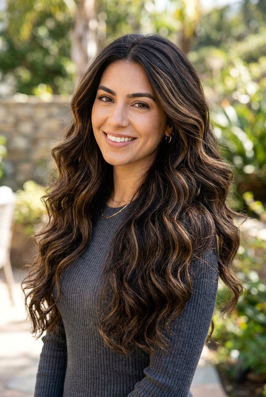 Espresso Ribbon Highlights On Thick Hair - 20 espresso ribbon highlights - 20 espresso ribbon highlights