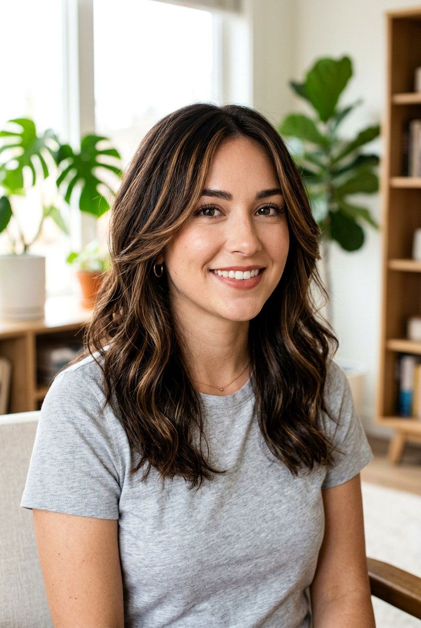 Espresso Ribbon Highlights With Face Framing Layers - 20 espresso ribbon highlights - 20 espresso ribbon highlights