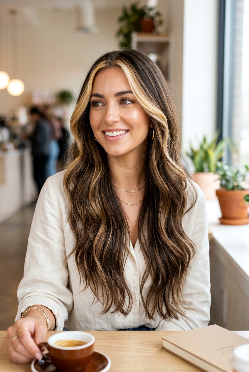 Espresso Ribbon Highlights With Money Piece - 20 espresso ribbon highlights - 20 espresso ribbon highlights