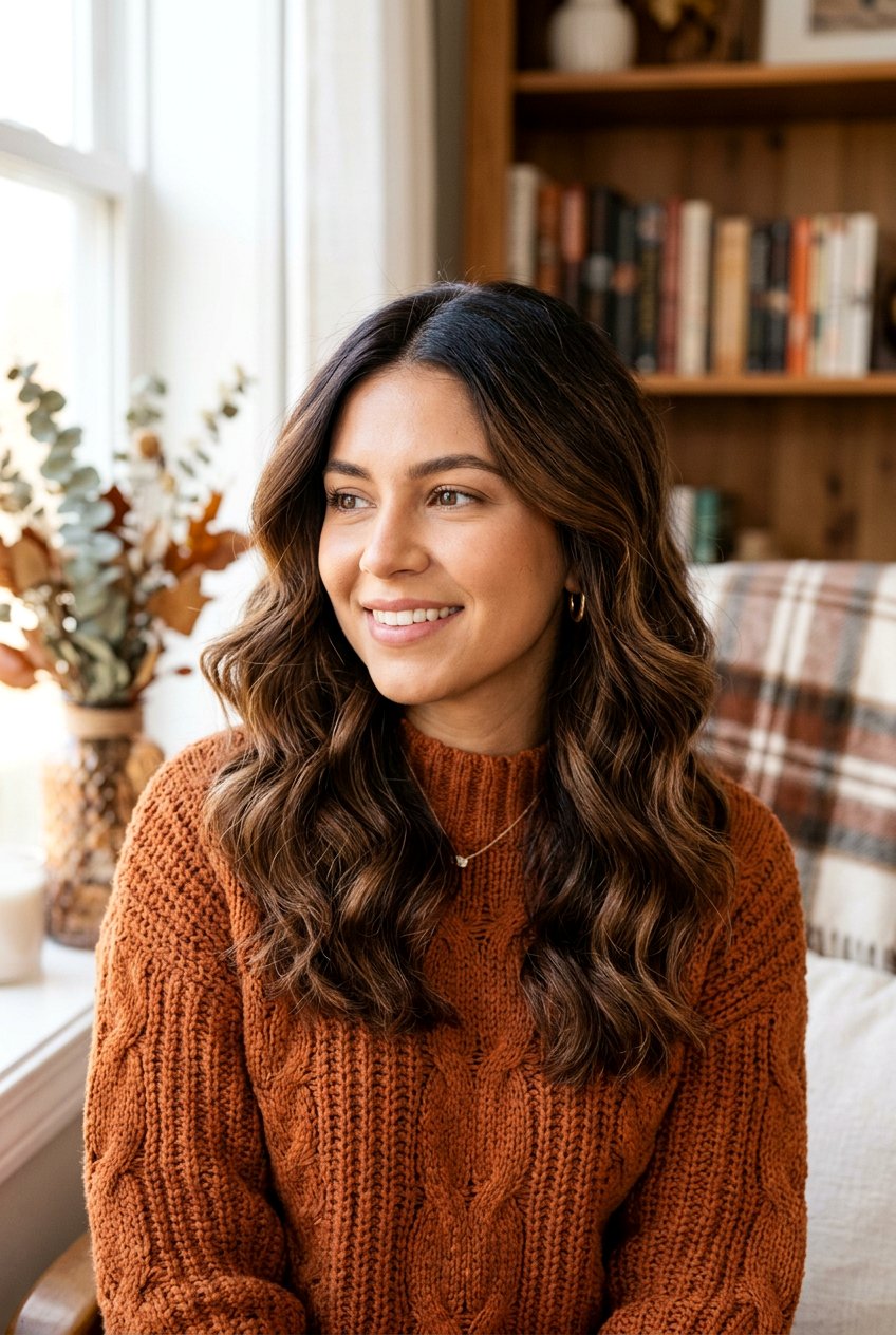 Espresso Root Shadow On Wavy Brunette Hair - 20 natural looking brunette refresh - 20 natural looking brunette refresh