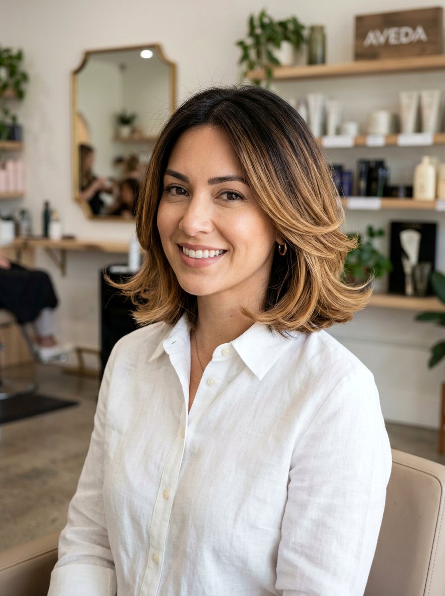 Espresso Toffee Layered Bob - 20 dimensional brunette for shoulder length hair - 20 dimensional brunette for shoulder length hair