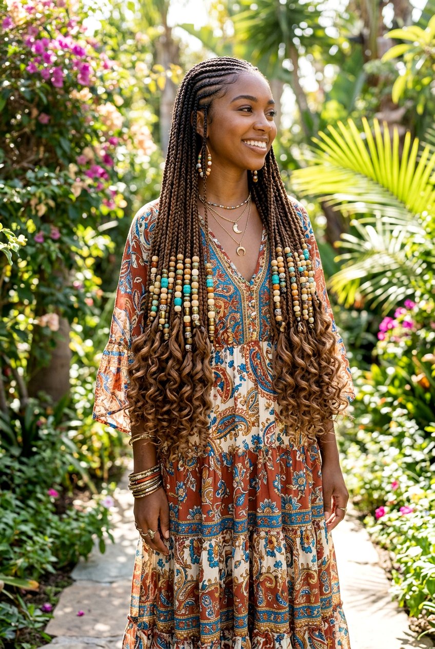 Extra Long Bohemian Knotless Braids With Beads - 20 bohemian knotless braids with beads - 20 bohemian knotless braids with beads