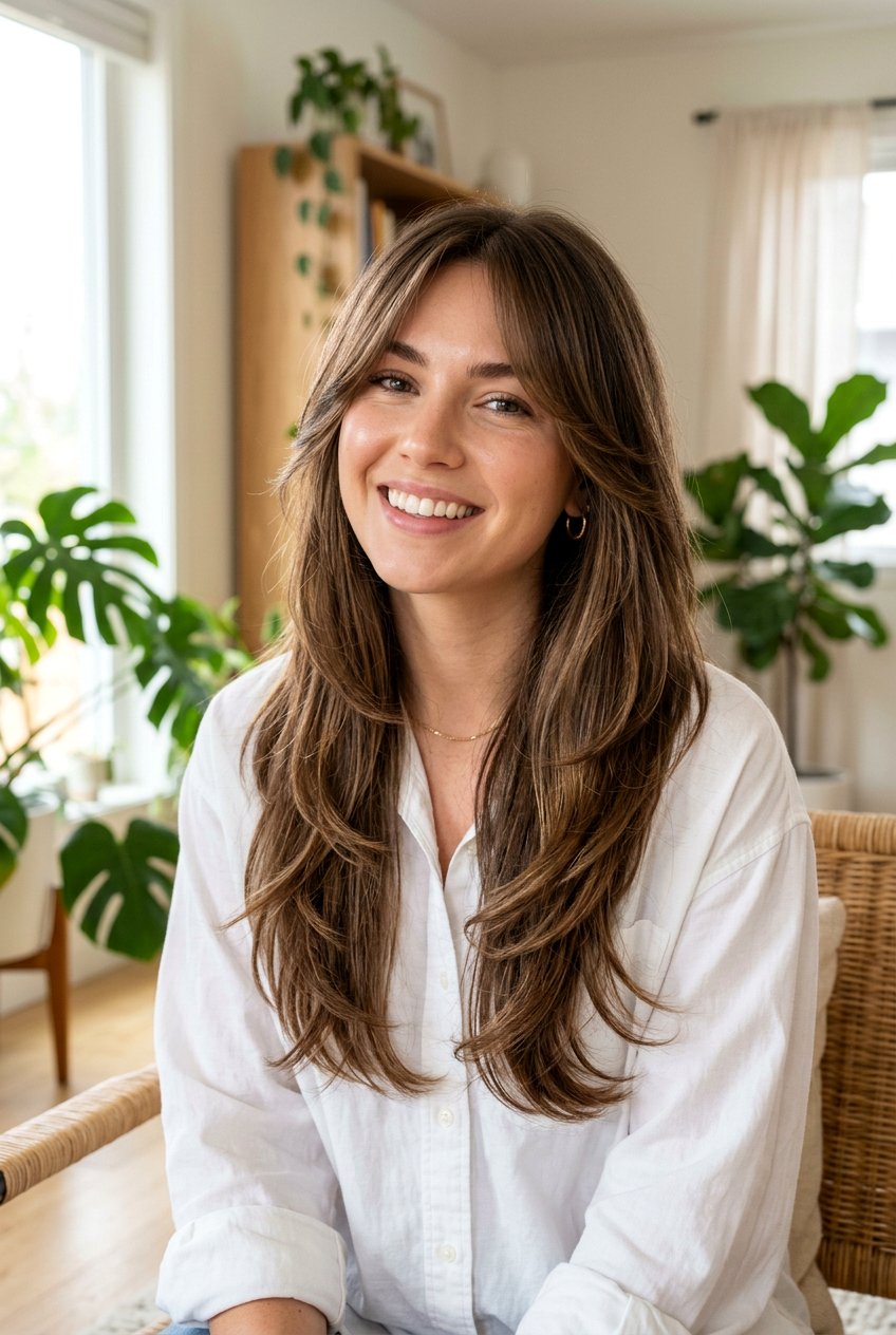 Extra Long Layered Haircut With Face Framing Bangs - 20 extra long layered haircut - 20 extra long layered haircut