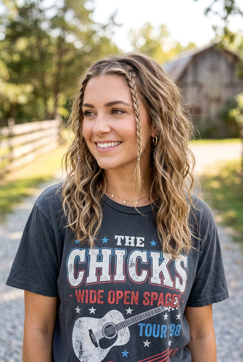 Face Framing Accent Braids - 20 country concert waves hairstyle - 20 country concert waves hairstyle